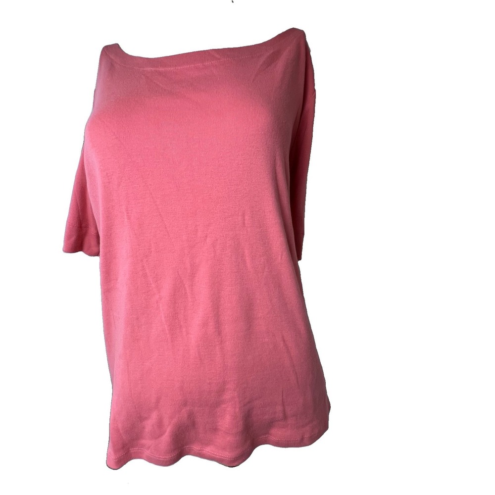 Chico's  Ultimate Tee Pima Bateau Neck SS  Tee Crushed Coral Pink Shirt  L NEW